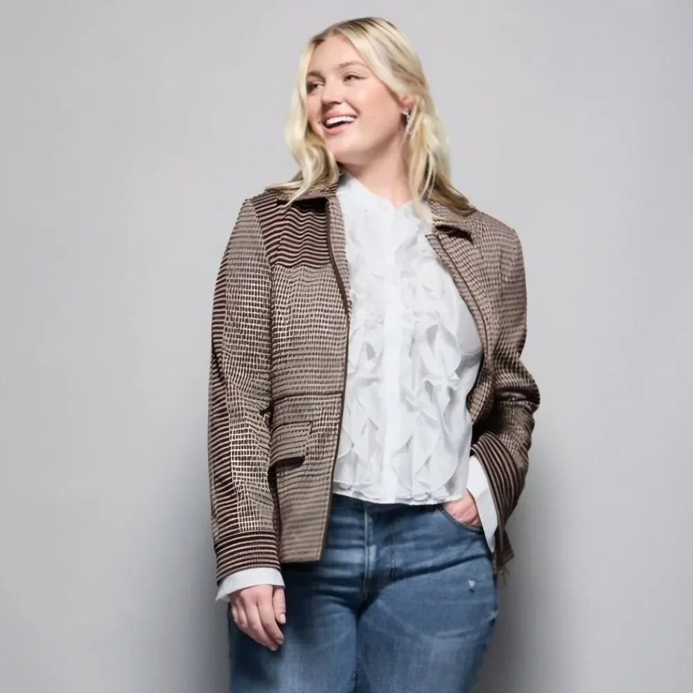 NWT Cabi | The Baron Jacket Houndstooth Brown Black Dark Academia, Womens Large - Picture 2 of 11